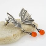 Kolczyki Dragon Wings z łezkami karneolu