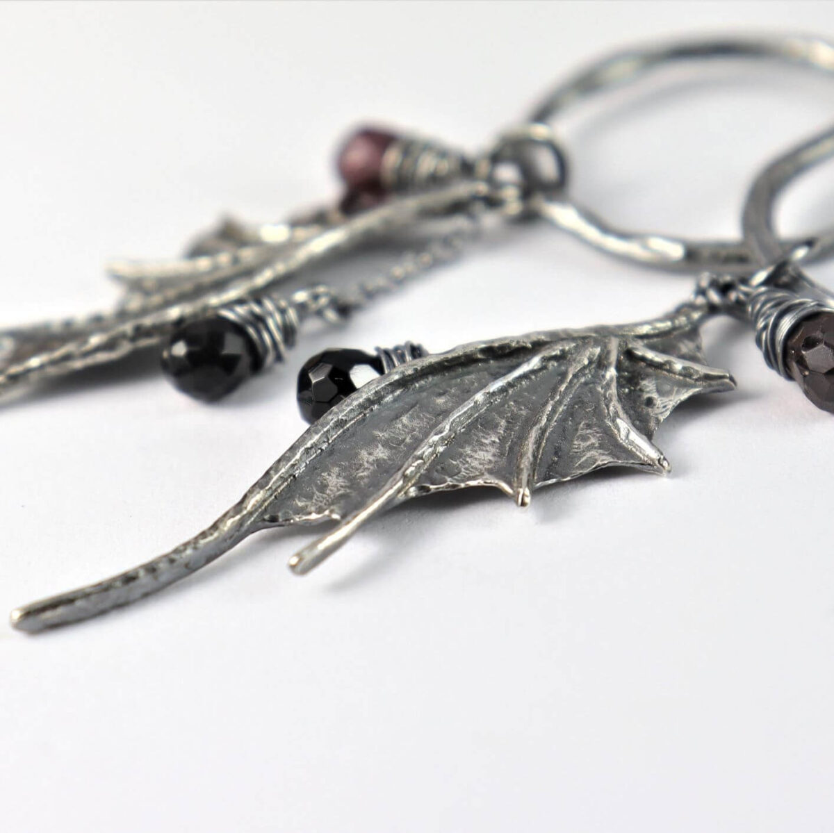 Kolczyki Ring Dragon Wings z granatem i spinelem