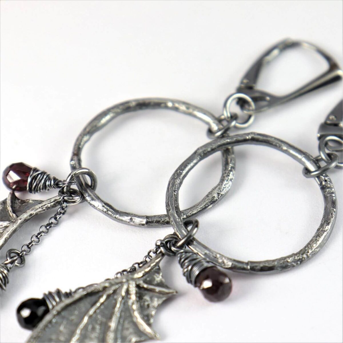 Kolczyki Ring Dragon Wings z granatem i spinelem