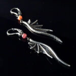 Kolczyki Long Dragon Wings z rubinami