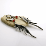Kolczyki Long Dragon Wings z rubinami