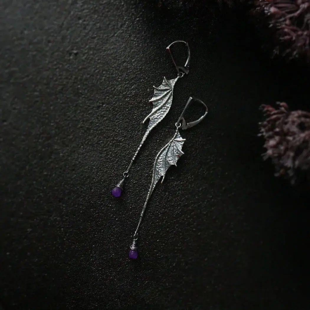 Długie kolczyki z ametystami Long Dragon