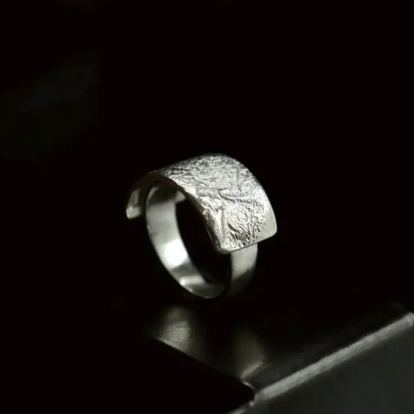 oryginalny pierścionek srebrny prostokąt Raw