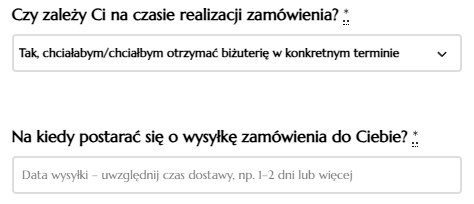 czy zalezy ci na czasie realizacji zamowienia biżuteria na prezent